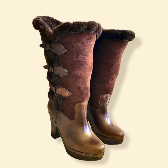 RARE Frye Ella Shearling Sheepskin FoldOver Boot - Picture 2 of 16